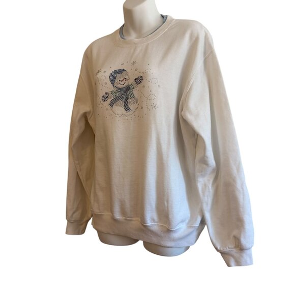 Vintage Rhinestone Snowman Sweatshirt | Decorated Originals | Size L - Picture 4 of 12